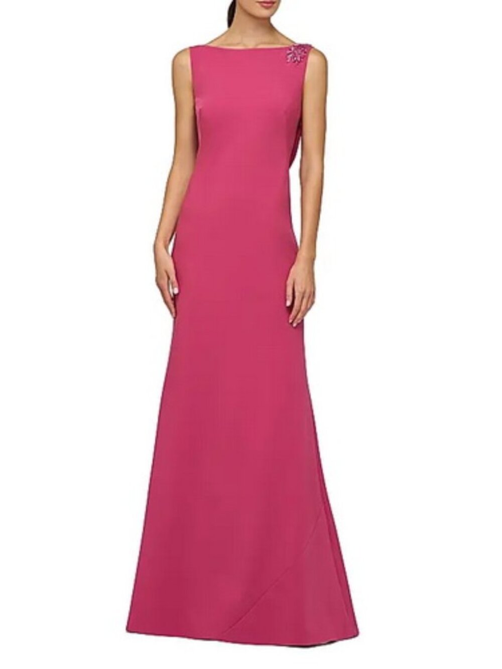 Kay Unger Pippa Berry Sorbet Pink Embellished Cowl Back Gown